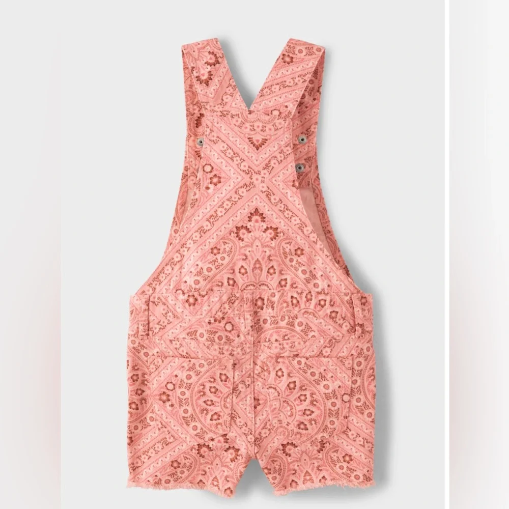 The Children's Place Girls Pink Bandana Twill Shortalls Size 16
